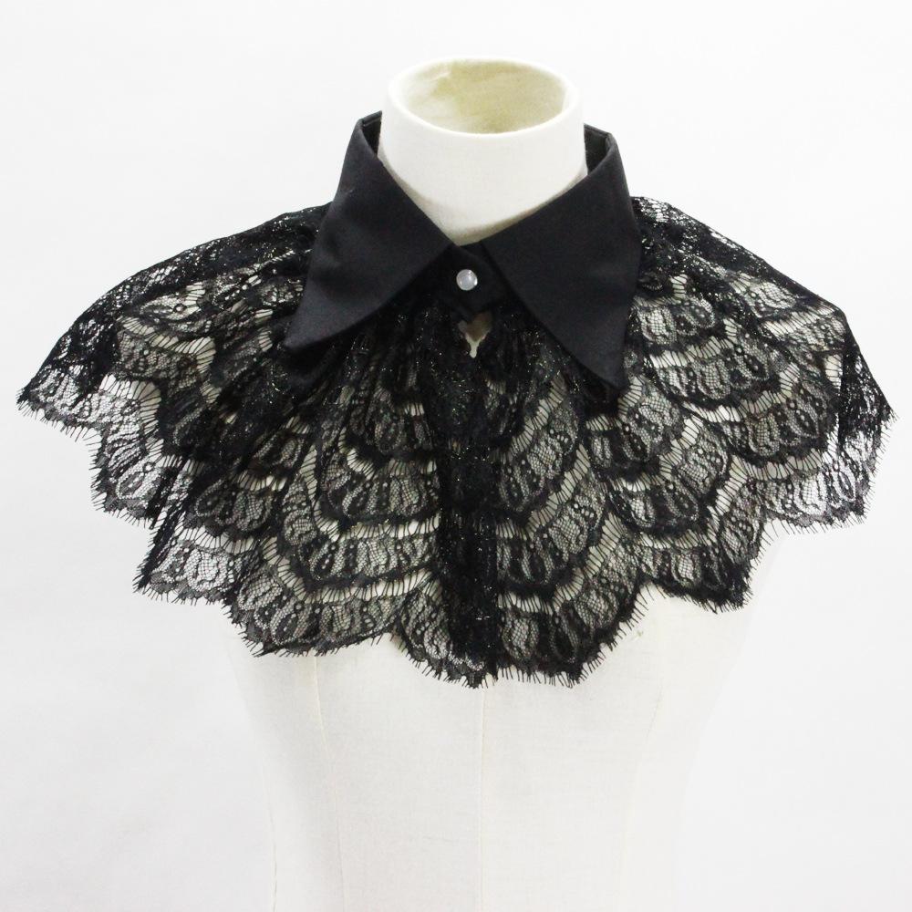 Vintage Floral Lace Lapel Fake Collar for Women Hollow Necklace Choker False Collars Female Dress Party Detachable Collars