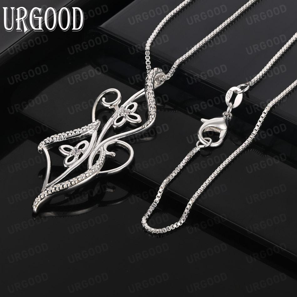 925 Sterling Silver Fashion Jewelry Geometric Pendant Necklace Wedding Gift
