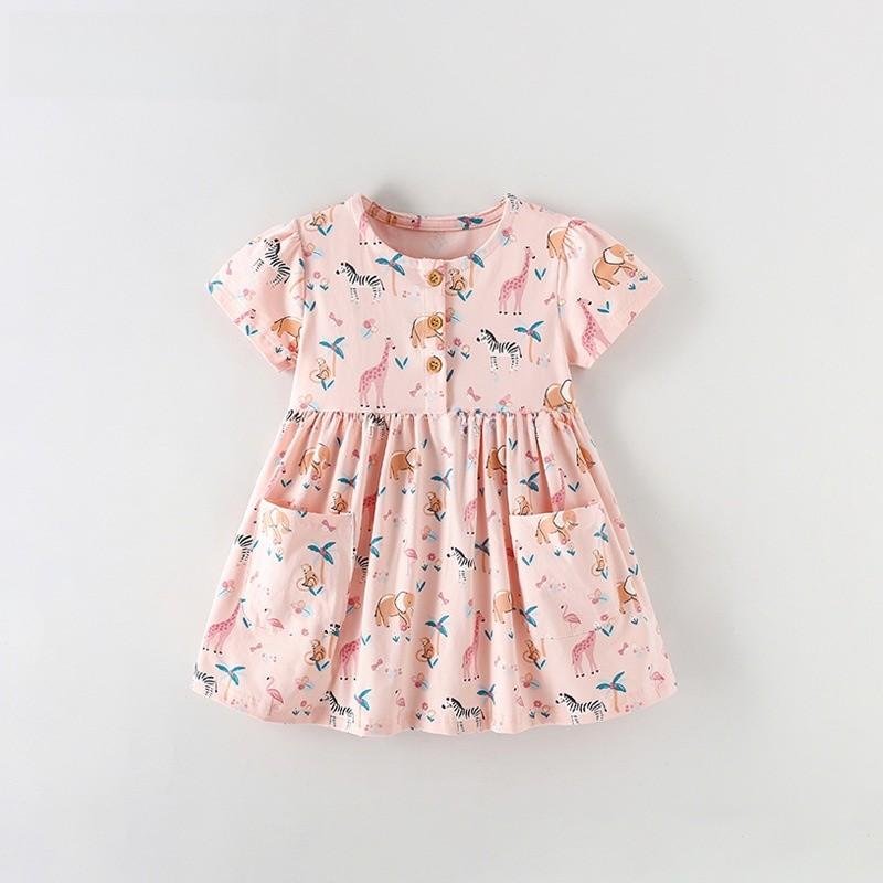 Summer Girl Dress With Soft Cotton Fabric And Floral Pattern For Toddler Girls