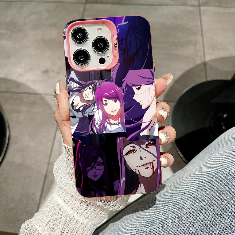 Tokyo Ghoul Rize Handyhülle für iPhone 17 16 15 14 13 12 11 X XR XS 8 7 Pro Max Plus Durchsichtige Rosa Hülle Luxus Hübsch