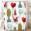 Whimsical Gnome Valentine's Shower Curtain Set with Love Balloon Pattern Perfect for Bathrooms Decor Gift Ideas!