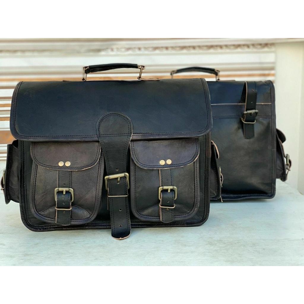 Leather 2 Luggage (Extra Large Black Bags) Motorcycle Side Saddlebags