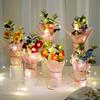 Flores Artificiales Teachers' Day Gift Table Decoration Handmade Cream Puff Flowers Bouquet Bucket Crochet Flower Bouquet