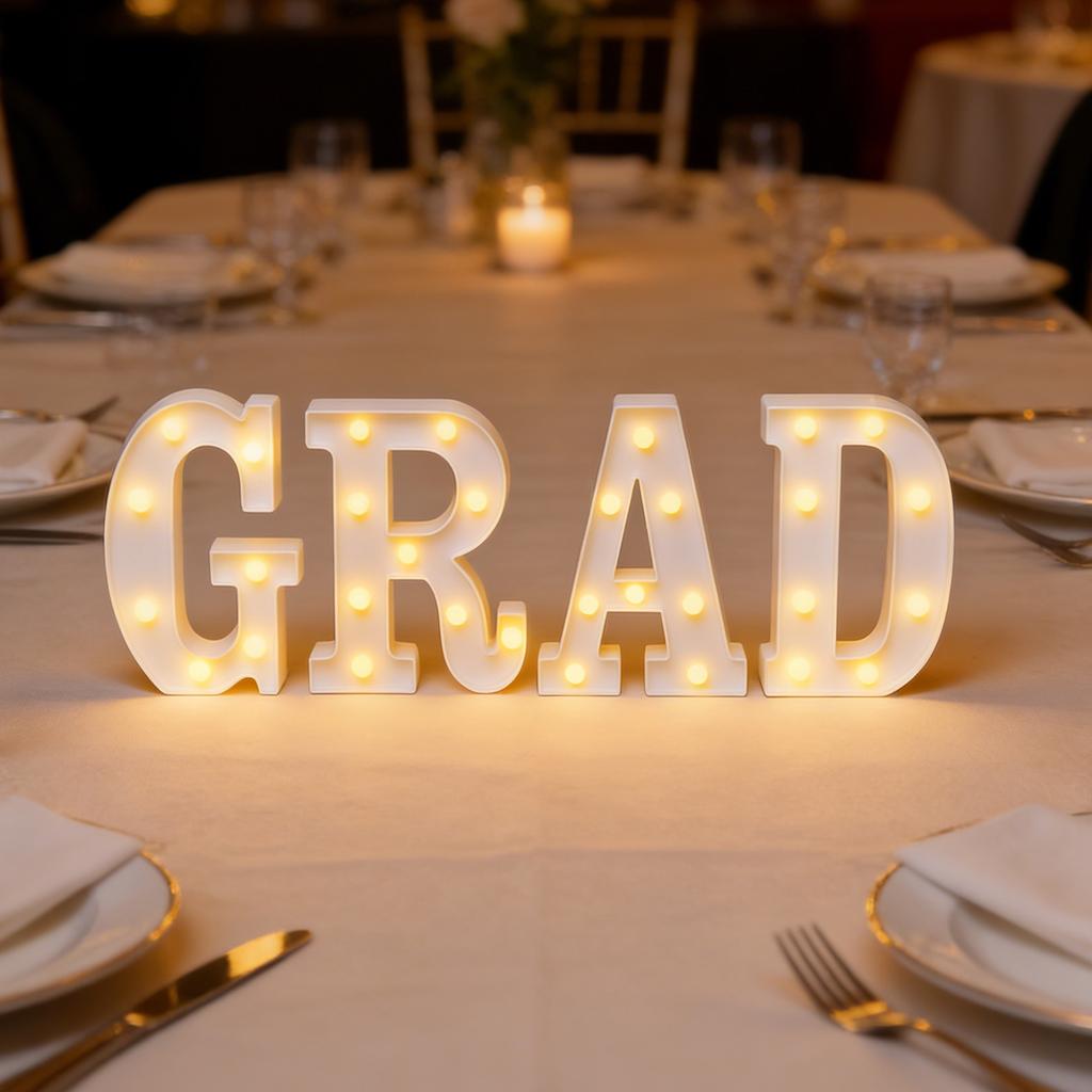 PROM 2026 Graduation Decor: 8 LED Light-Up Letters, Graduation Decorations For The Class Of 2026; Ideal For Preschool, High School, And College