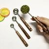 Multifunctional Oak-Handled Stainless Steel Measuring Spoon for Kitchen Baking