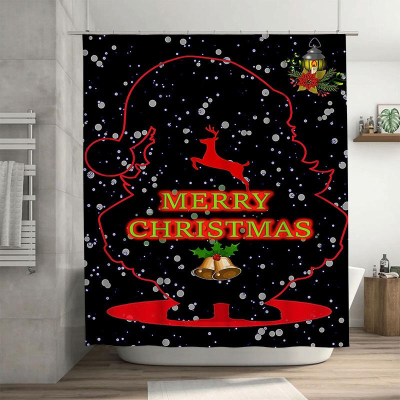 

Tuniu Charming Christmas Bathroom Decor Festive Holiday Shower Curtain Cute Reindeer Design Waterproof Fabric Fun & Cozy Home Up W60H190(CM)-1 Pcs