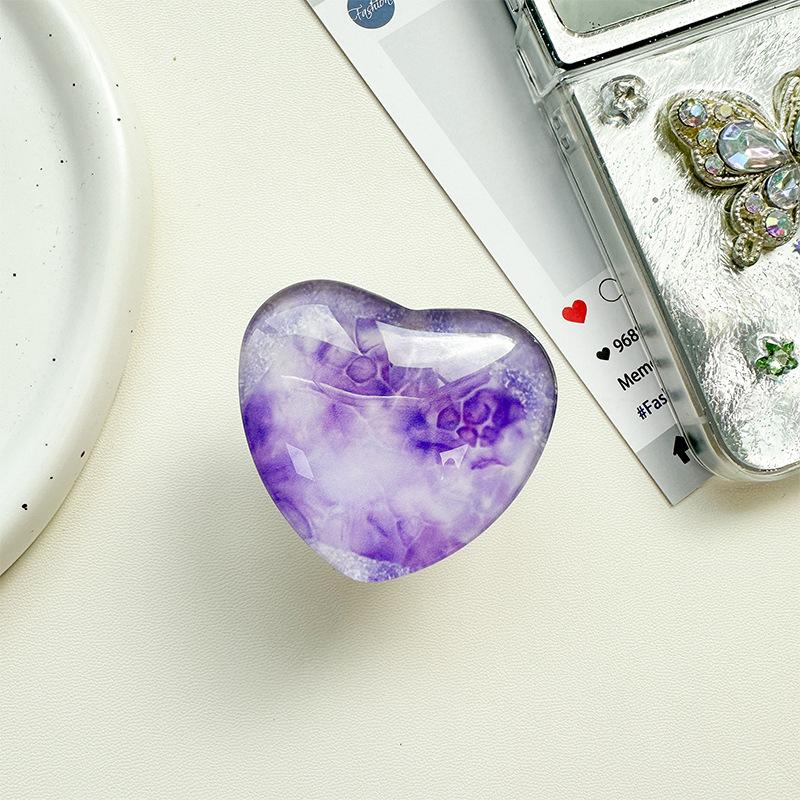 Glass Love Mobile Phone Airbag Bracket Pasted Magnetic Telescopic Desktop Watching Drama Tracking Support Ring Creative Pattern