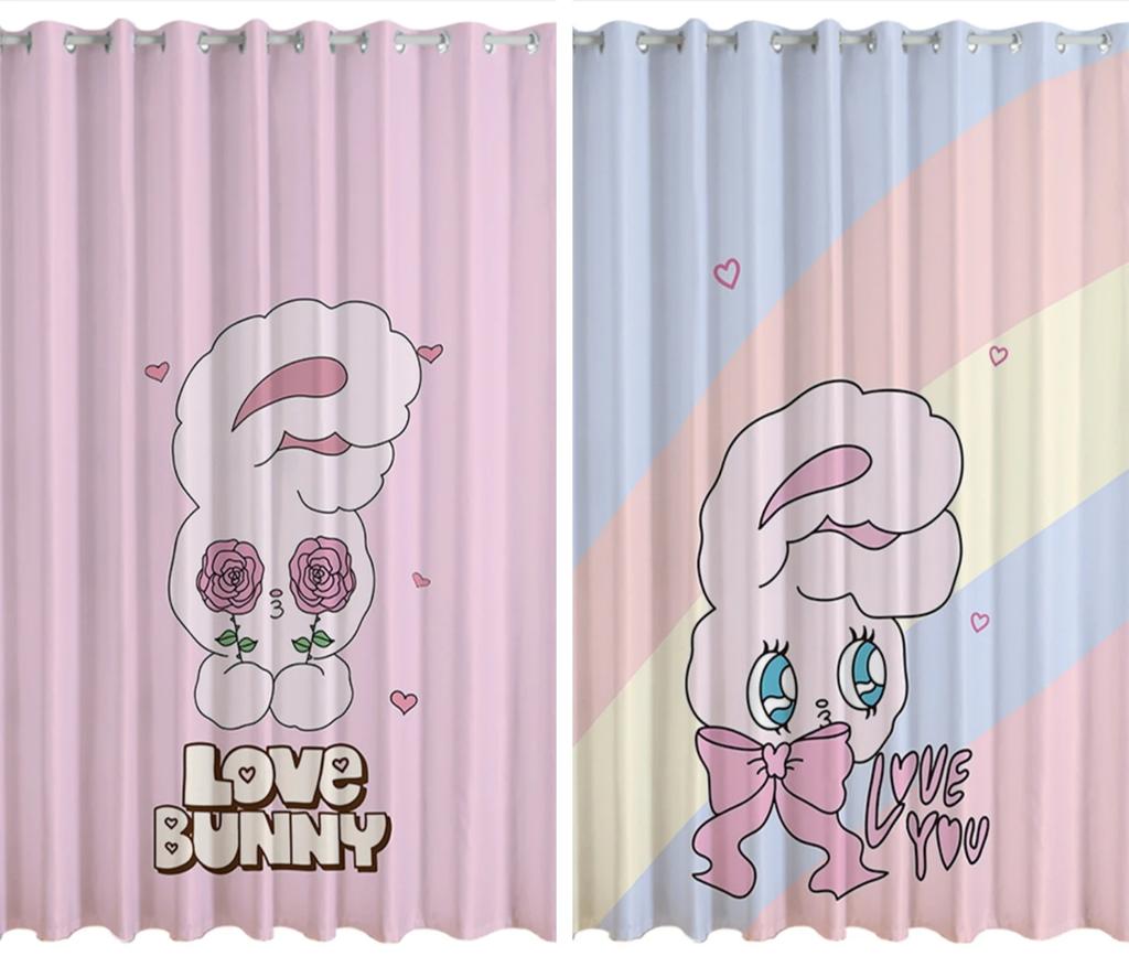 Cute Cartoon Star High Shading Curtain Punched Curtain Children's Room Bedroom Living Room Window Partition Drape Cartoon Style