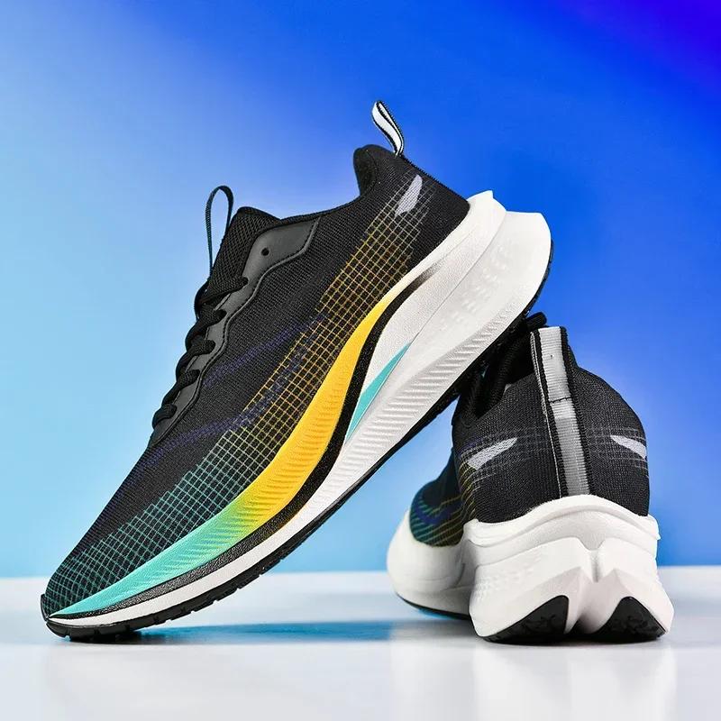Marathon Air Cushion Carbon Plate Sports Running Shoes Men Breathable Lightweight Women'S Comfortable Athletic Nonskid Sneakers
