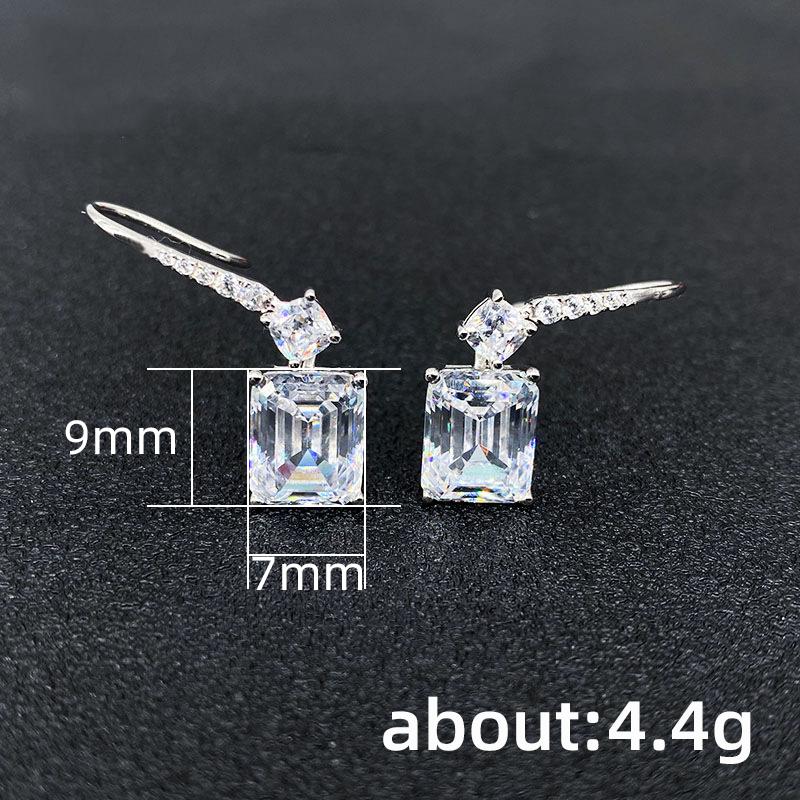 BELLA BOX Luxus Silber Farbe Kristall Quadrat CZ Baumeln Ohrringe Für Frauen Einfache Vielseitige Design Weibliche Ohrringe Erklärung Schmuck