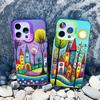 Colorful Forest Town Phone Case for Iphone 16 13 12 Pro Max 13 Mini 11 15 14 Pro Max Plus Fashion Laser Shockproof Back Cover