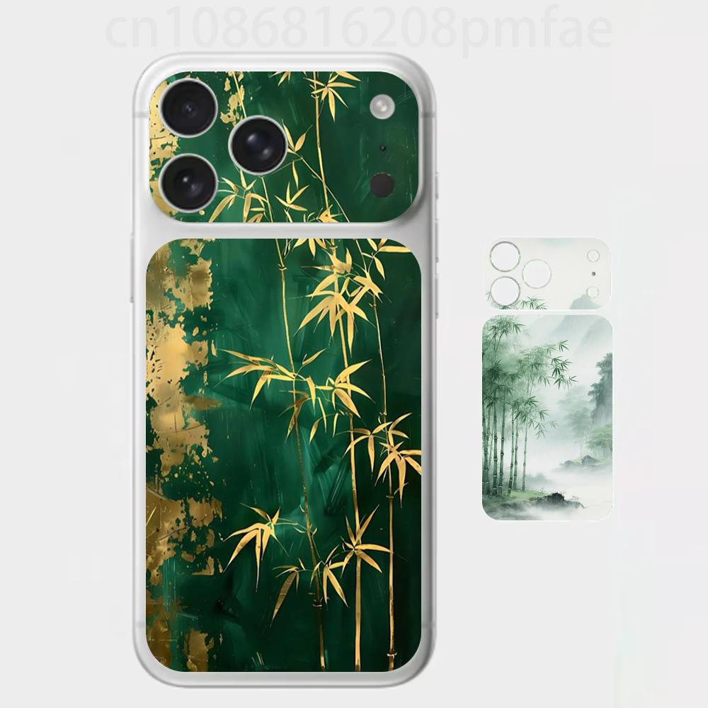 

Chinese Style Bamboo Elegant Fashion 3D Full Body Skin Decal for iPhone 17/Pro/Pro Max Color Rear Protective Sticker iPhone17promax