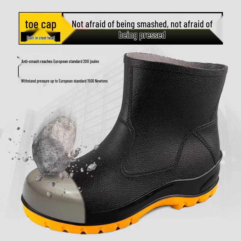 PVC Steel Toe Safety Boots: Anti-static, Acid & Alkali Resistant, Non-slip, Wear-resistant, Anti-smash, Breathable and Penetration-resistant.