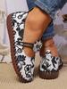 Fashion Autumn 2024 New Fashion Printed Casual Single Shoes Women Sewing Single Shoes Bean Shoes