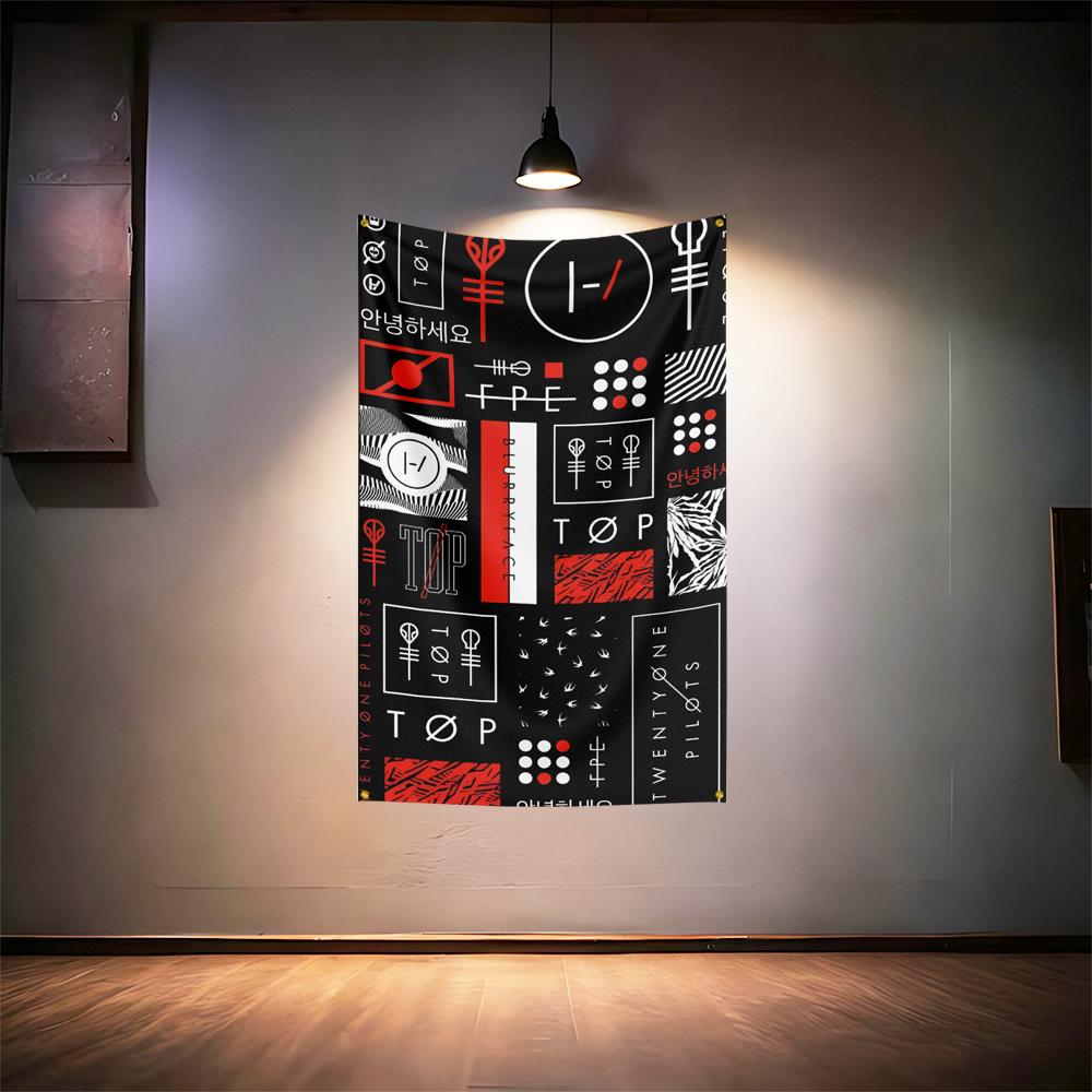 Rock Music Flag 3x5ft For Twenty One Pilots Fans Banner Hd Print Brass Grommet Garage Bedroom Living Room Dorm Wall Decor Tapest