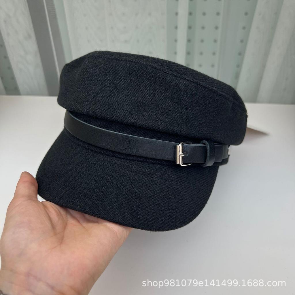 Retro woolen flat hat female early autumn face small octagonal beret newsboy painter hat equestrian hat