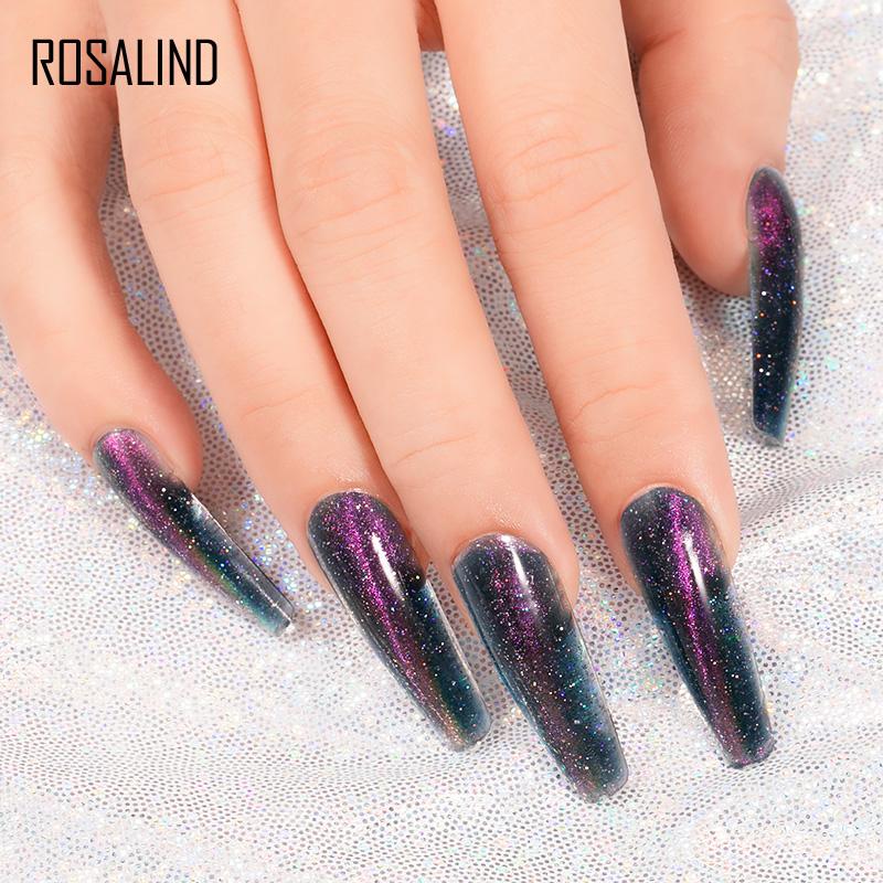 ROSALIND Poly Nail Gel Semipermanent UV 15ML Crystal Acrylic Liquid Extension Hybrid Varnish Poly Nail Gel Cat's Eye Effect