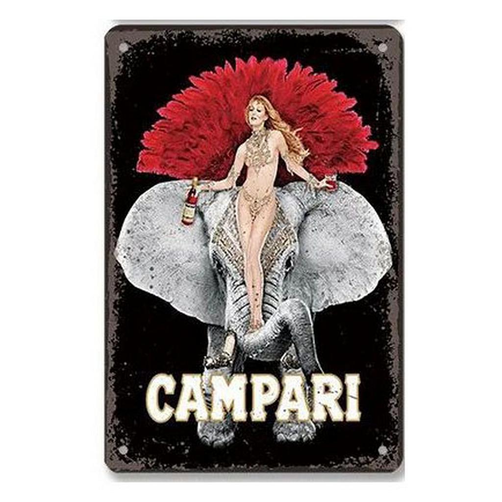 Campari Metal Tin Signs Martini Wall Decoration Plaque Vintage Art Poster Iron Painting for Man Cave Home Cafe Garden Club Ba