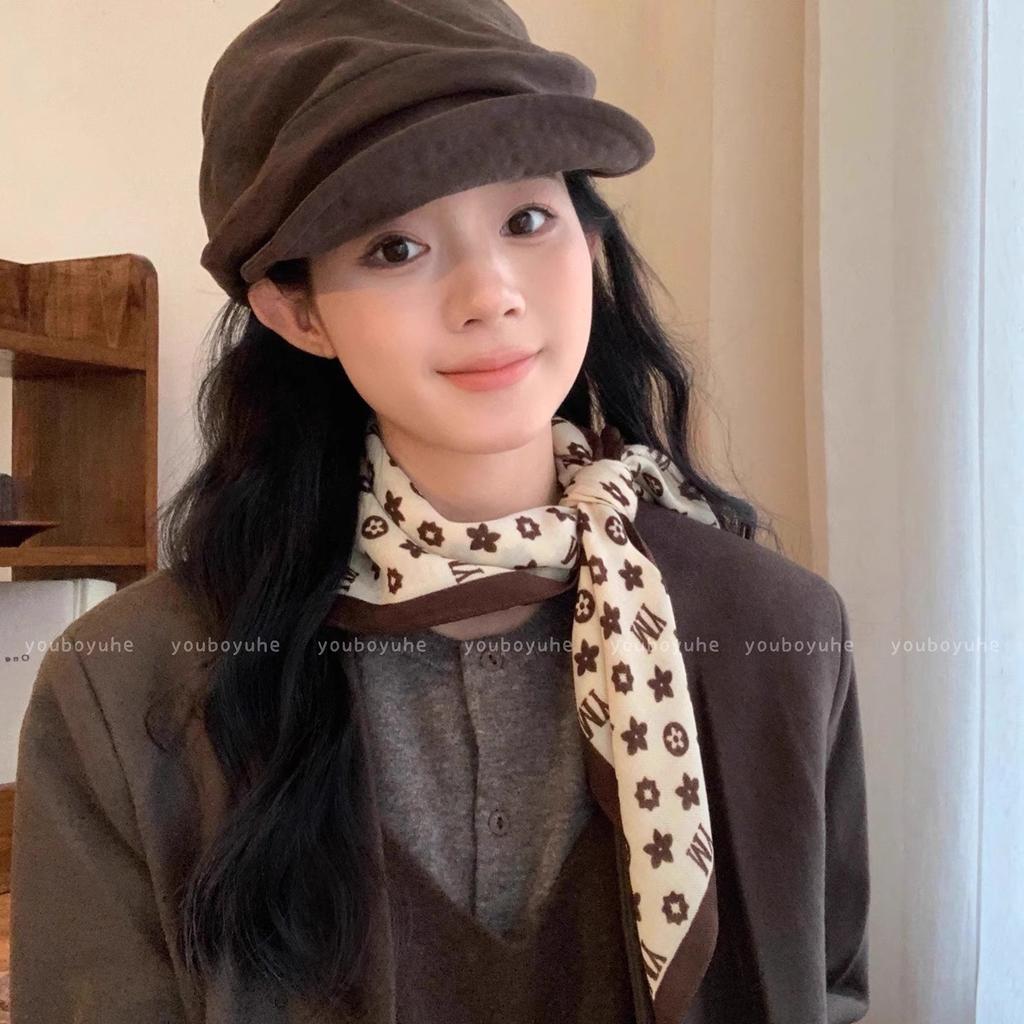 Retro Cotton And Linen Herringbone Pattern Small Square Scarf Silk Scarf Versatile Square Scarf Belt Silk Scarf Clothing With Neck Scarf