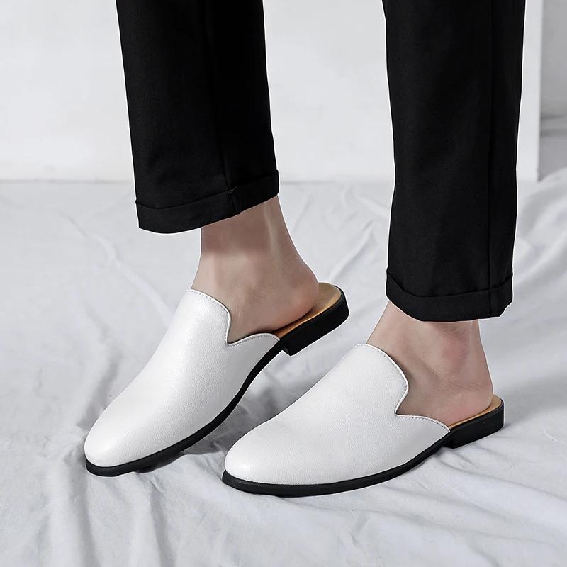 Fashion White Men’s Half Shoes For Men Shoes Mules Casual Designer Shoes Fashion Loafers Luxury Black Slippers 2024 Zapatillas Hombre