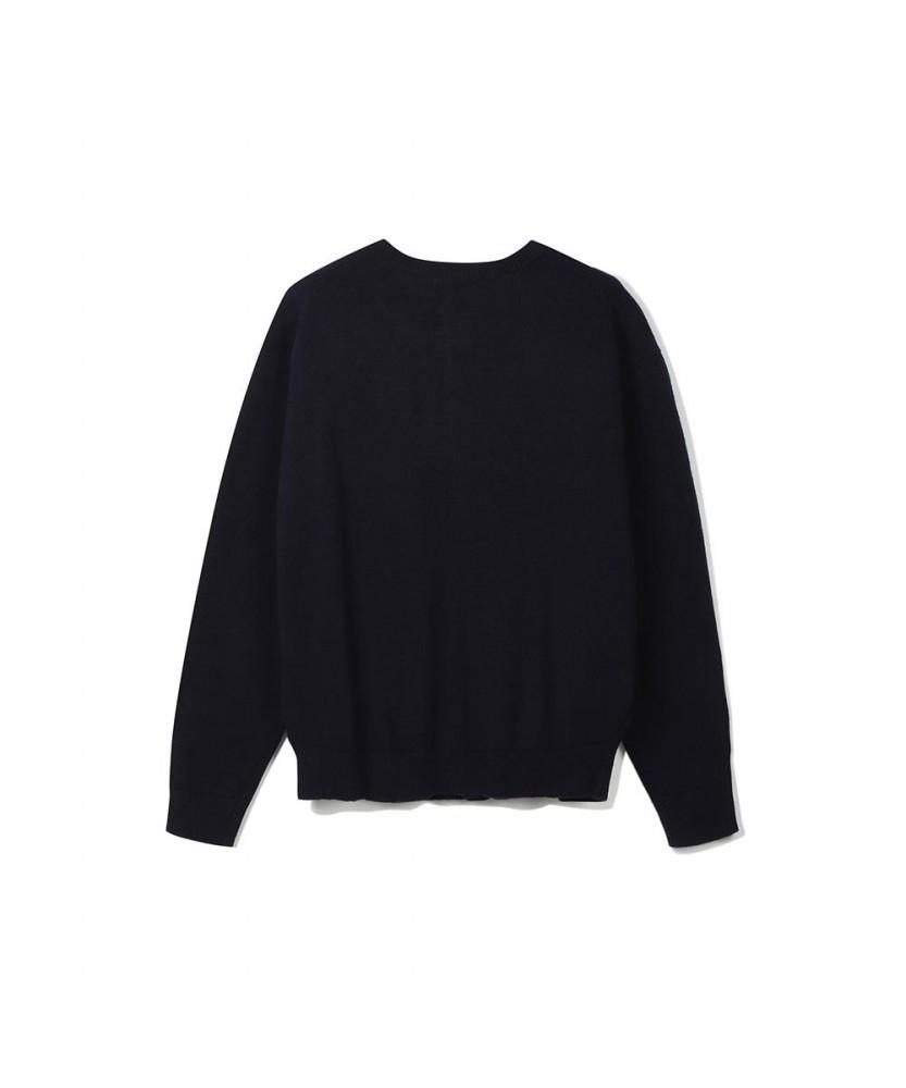 Notig Wool Blend Round Button Cardigan Navy_Okw2Swcd201N1