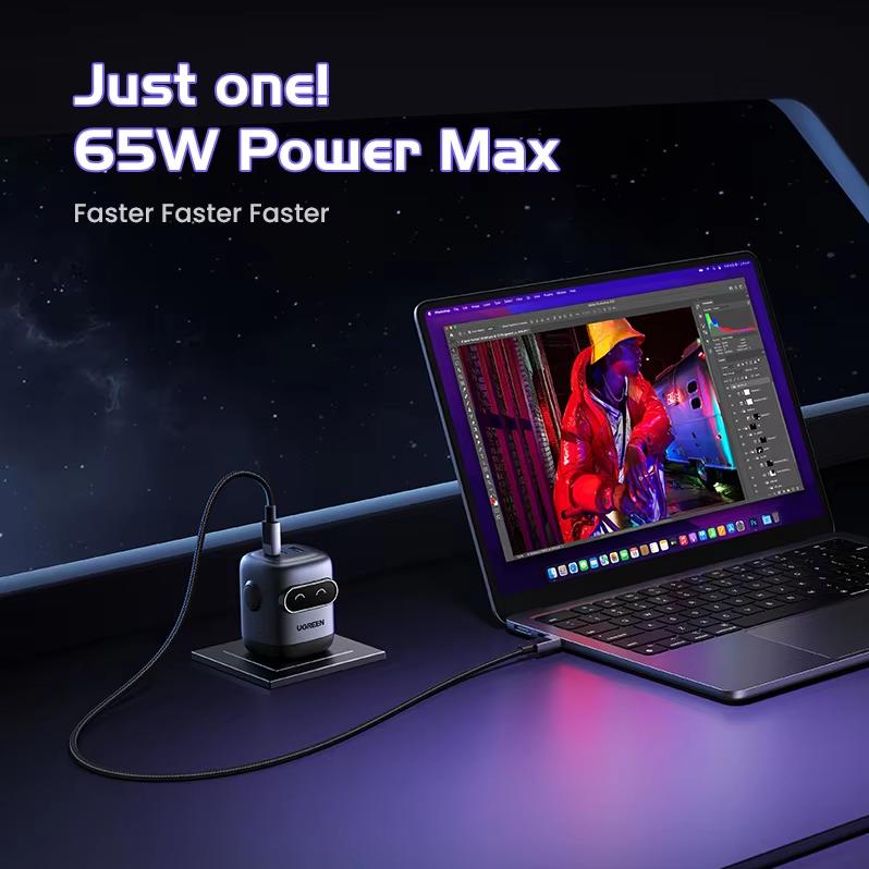 Ugreen Încărcătoare de 30W și 65W cu nitrură de galiu Tip Robot Încărcător rapid Type-C Potrivit pentru telefoane Apple și computere laptop