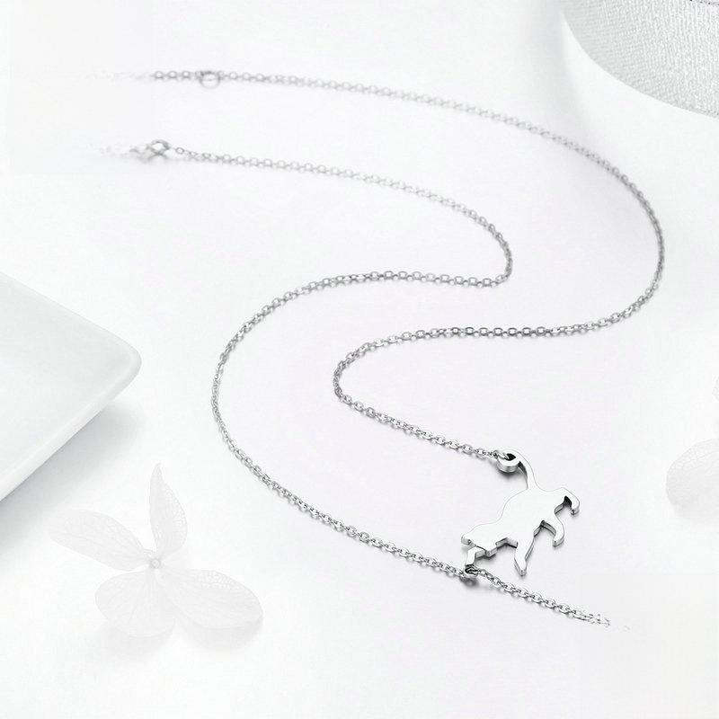 Avle Korean 925 Sterling Silver Naughty Kitten Diamond Necklace YSCN232