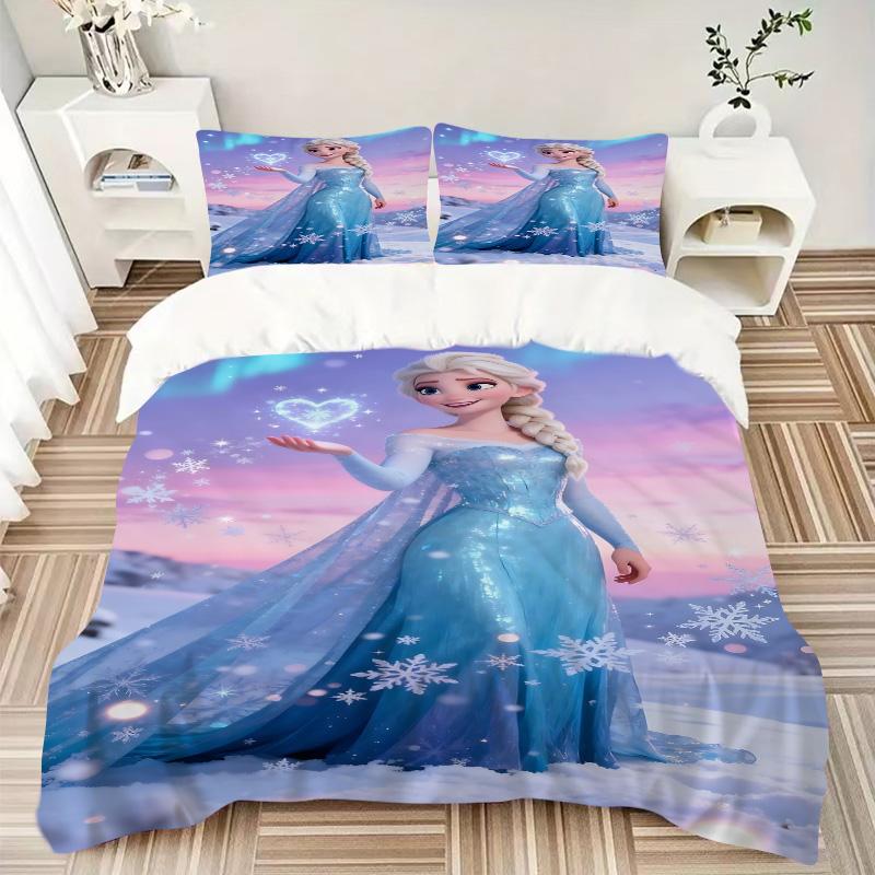 Elsa'S Winter Magic Print 3Pcs Bedding Setduvet Cover With 2 Bedropillowcase Home Birthday Gift