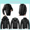 Men's Black Puffer Jacket Stylish Padded Hooded Winter Coat With Detachable Hat
