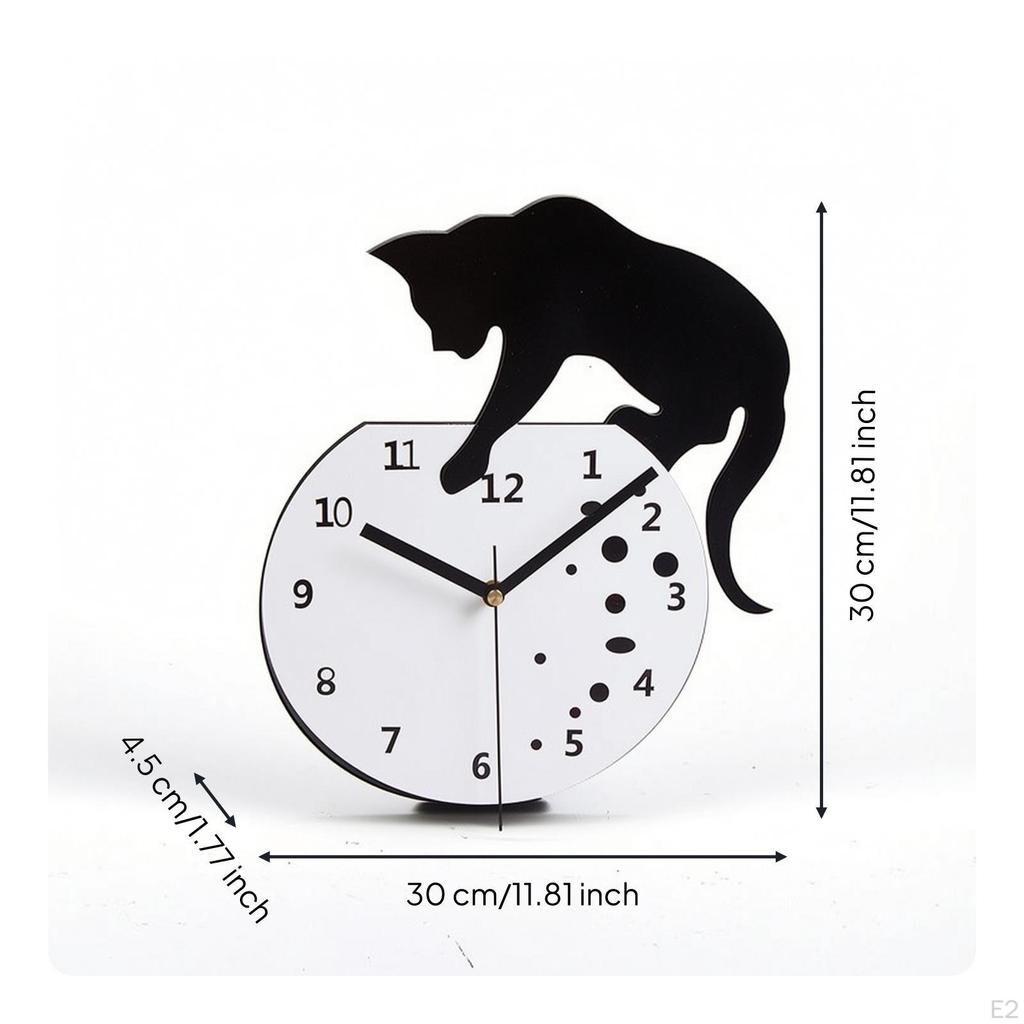 Wanduhr mit Katzen-Silhouette Künstlerisch Analog