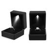 Fashionable LED Lighted Ring Storage Box Jewelry Display Case Gift Black