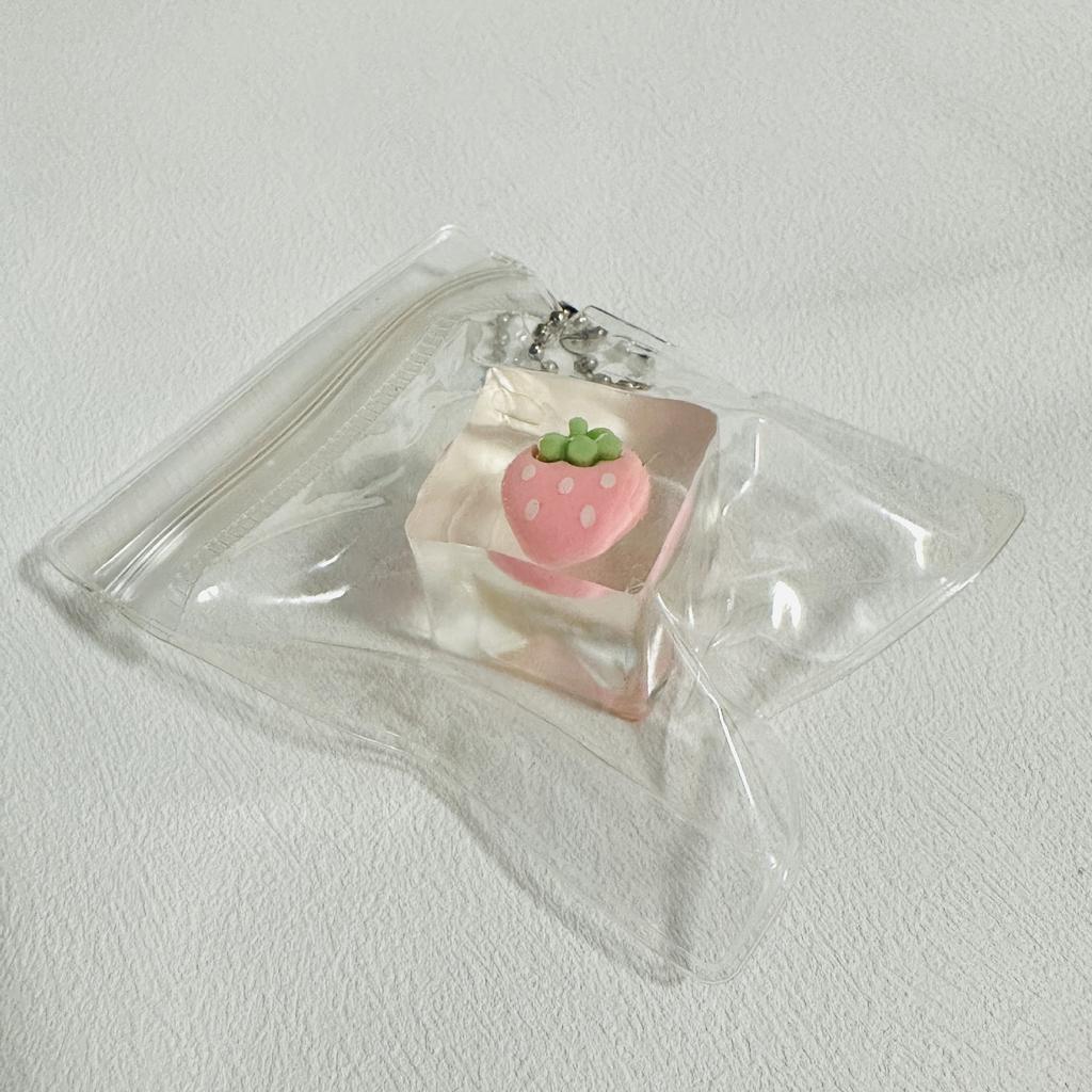 1PC Ice Cube Fruit Squishy Keychain, Slow Rebound Stress Ball Pendant, Sensory Fidget Decompression Gift for Kids