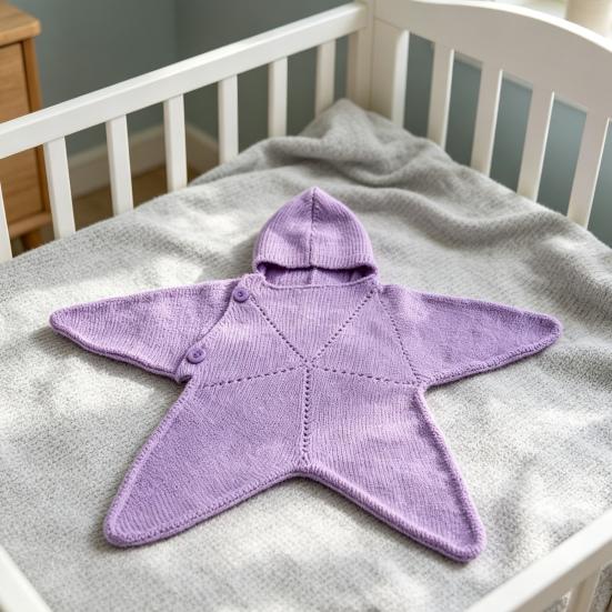 Cute Star Shape Sleeping Bag Starfish Baby Sleep Sack, Soft Knitted Full Body Swaddle Blanket with Infant Cocoon Hood for Newborn, Anti Kick Warm Bag,