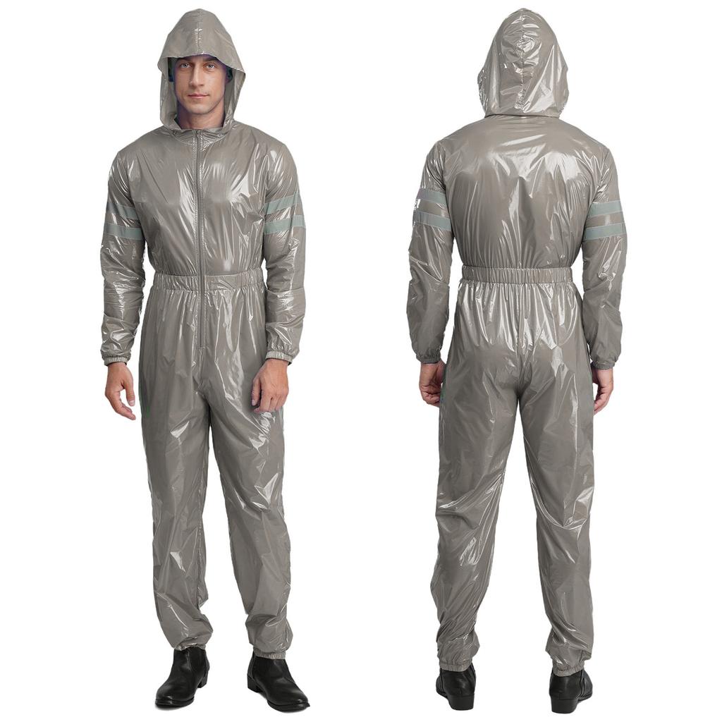 Herren Hochsichtbare Reflektierende Overalls Wasserabweisend Reißverschluss vorne Langarm Elastische Taille Mit Kapuze Overall