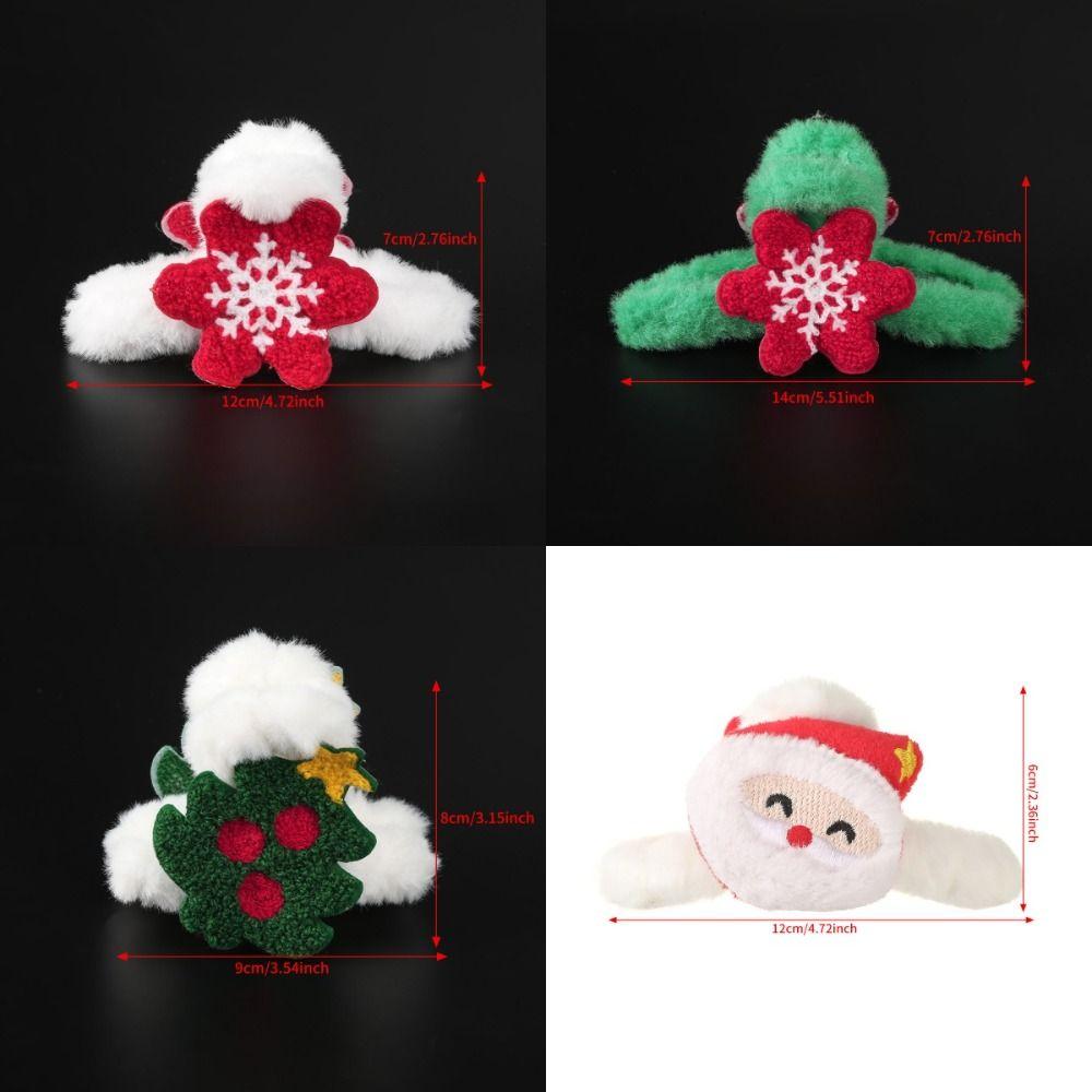 Xmas Headwear Christmas Plush Hair Clip Hairpin Shark Clip Santa Claus Grab Clip Christmas Tree Cartoon Snowflake Hair Claw