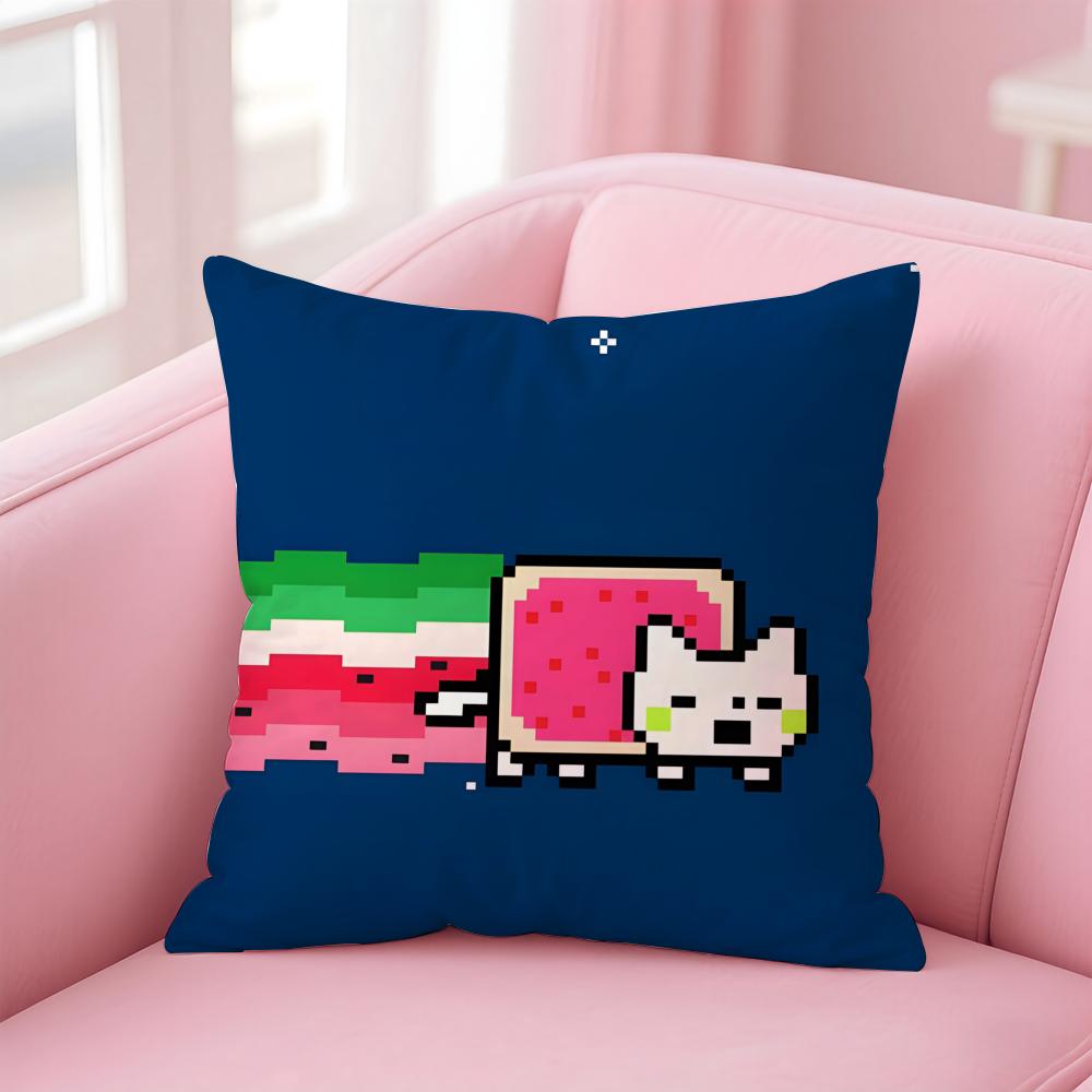 Nyan Cat Cushion Cover Home & Car Multi-Scene Pillow Cover - Reversible, Soft & Durable for Daily Use