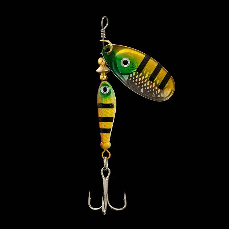 

9g Spinning Bait Spoon Lure with Triple Hook Metal Artificial Fish Wobbler Feeder Carp Fishing Accessory 7cm 9g