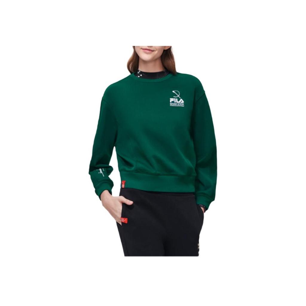 Fila Solid Color Round Neck Pullover Long Sleeve Sweatshirt Women Sweatshirt Wheat-Green F11W319208F-GN
