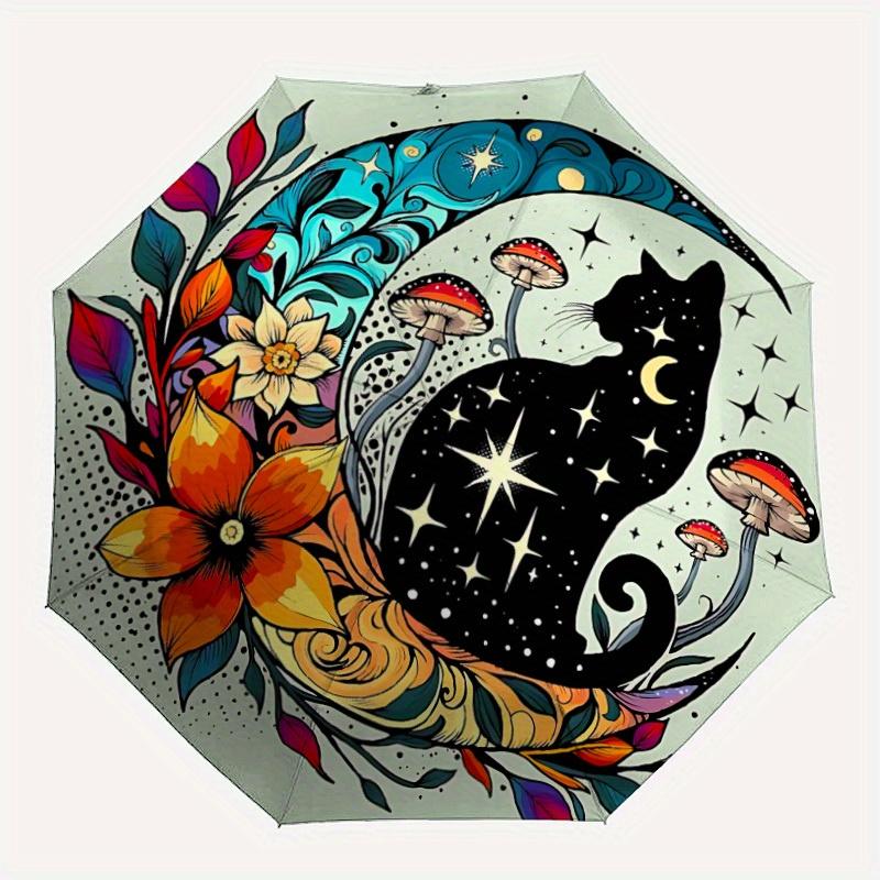 1pc Celestial Cat Moon Automatic Open/close Folding Umbrella, Compact Portable Travel Umbrella,Cute Umbrella, Durable Construction yy250804062