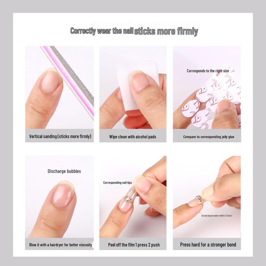 YBJK Boxed Jelly Glue: Upgraded Super Sticky Waterproof Nail Adhesive - 600 Kraft Paper Stickers, 25 Sheets