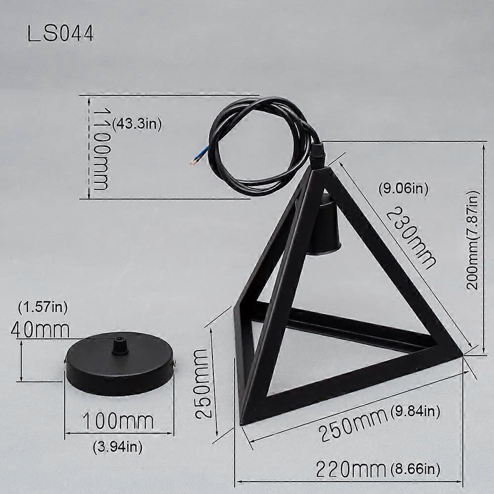 Dww-E27 Modern Metal (Bulbs Not Included) Pendant Light Fixture, Metal Ceiling Light, Chandelier, Geometric Shape Lighting, E27 Socket, Black Pendant 