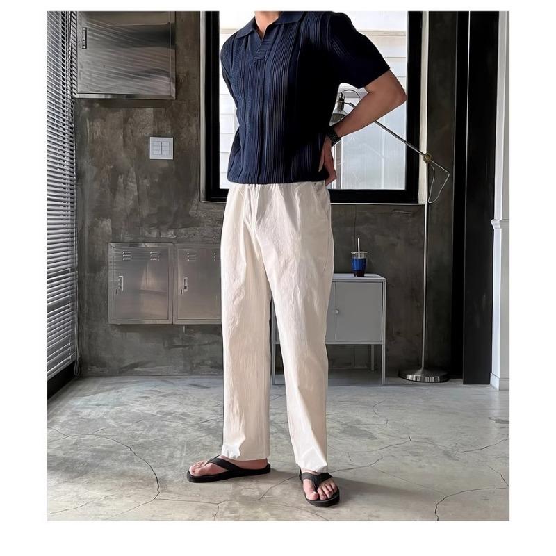 Men S Knitted Polo Shirt Short Sleeve Hollow Out Ice Silk Summer Old Money Style