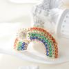 Summer Rainbow Flower High-end Brooch with Zircon Inlay, Elegant and Fashionable Cardigan Collar Pin Accessory