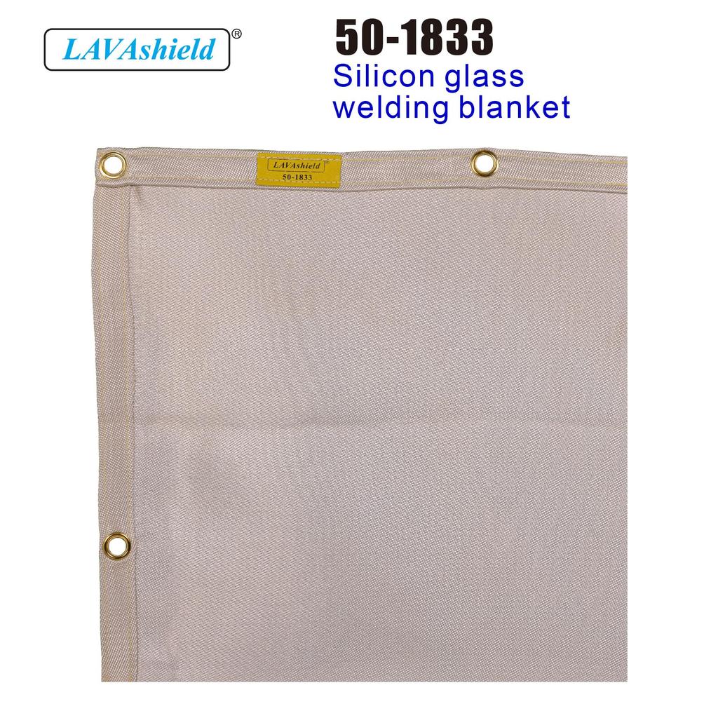 Silicone Glass Welding made of 600 silica heat resistant to durable brass grommets along 81cm x Weldas® LAVAshield® Blanket, 50-1833, g/m2 fabric,
