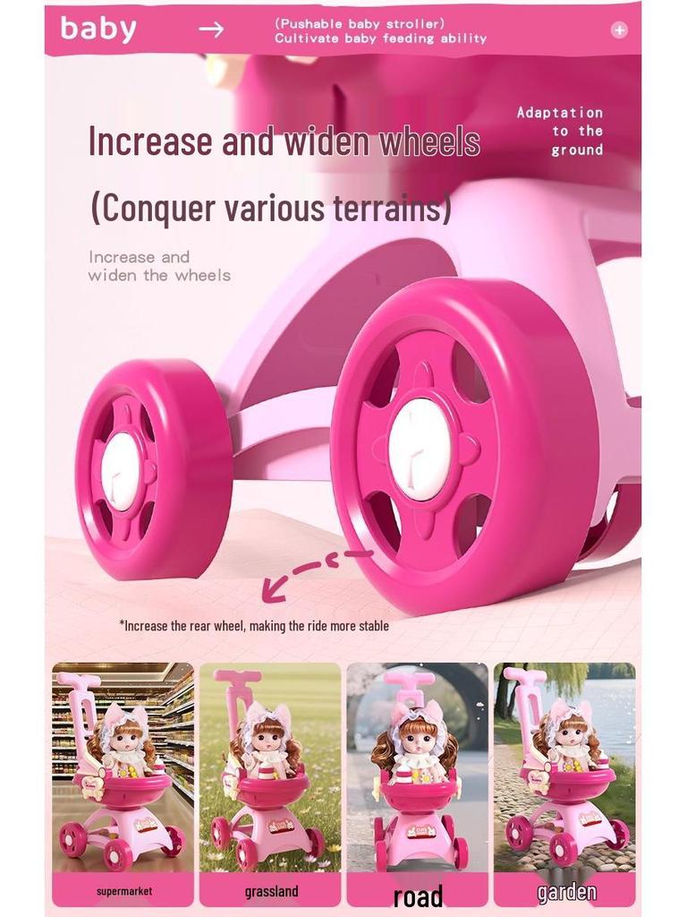 2025 Hot-Selling Simulation Baby Stroller Doll Toy for Girls