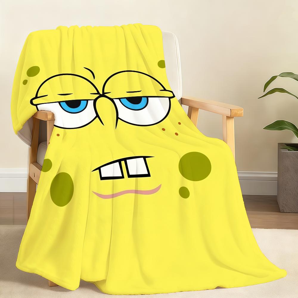 S-sponge-Bob-b cartoon Pants-s Blanket Throw Super Cosy Plush Living Room Sofa Couch Childish Birthday Gifts S-square- cute