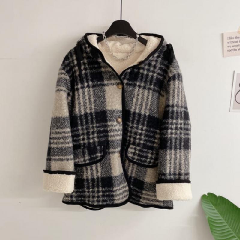 Honey J Reversible Boucle Pattern Hooded Jumper 3color