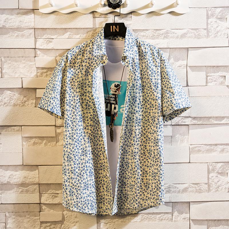 Summer Men's Hawaiian Shirt Printed Short Sleeve Big Size Hawaii Men Beach Floral Shirts