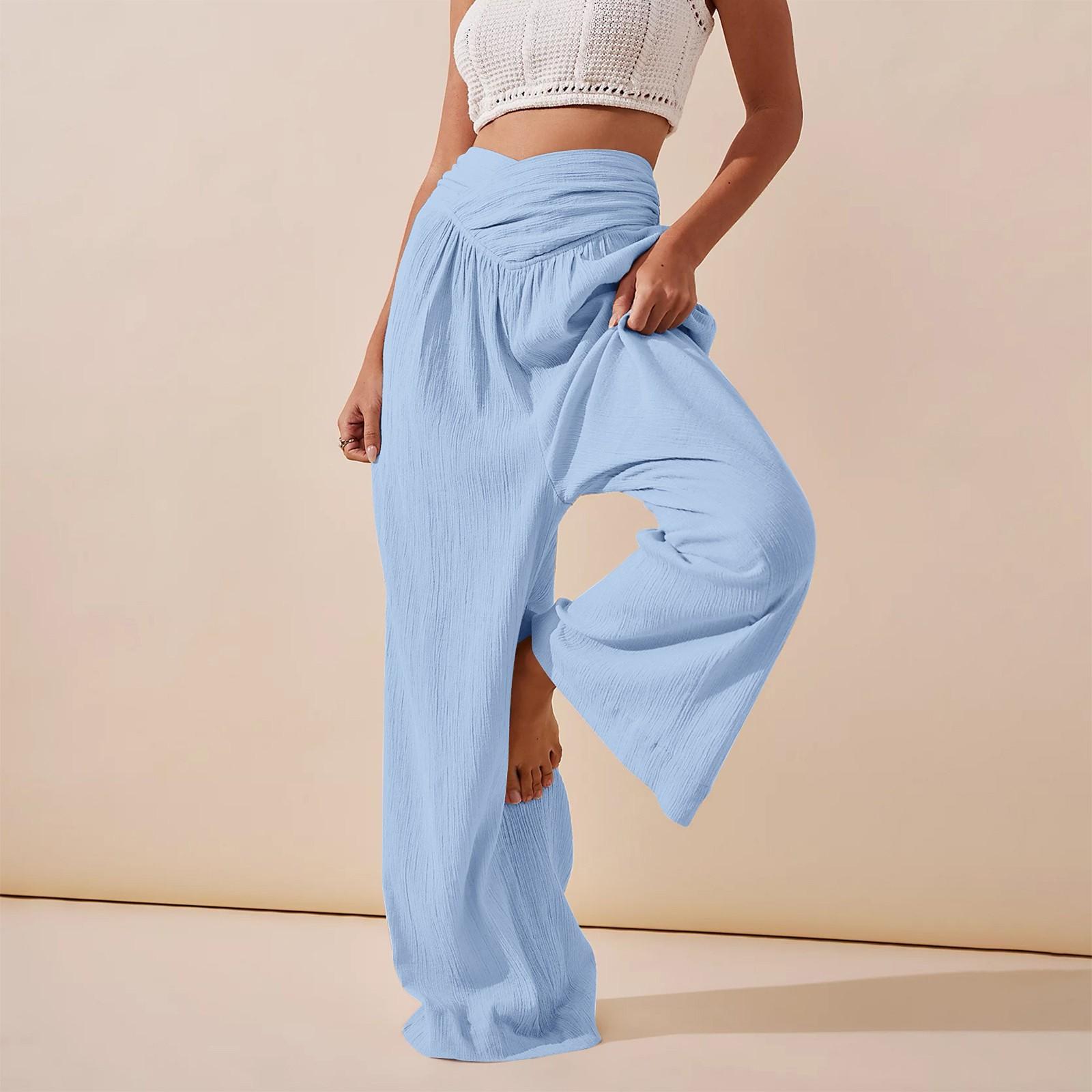 

Женские широкие брюки с высокой эластичной талией, деловые рабочие брюки, длинные повседневные брюки XXL