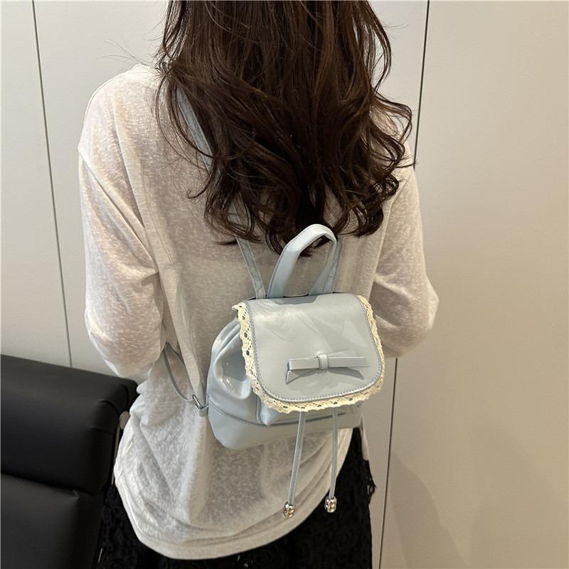New summer retro beautiful lace edge solid color fashion backpack niche high-end backpack women